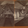 Church (?) interior, draped with flags.