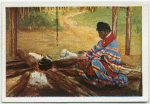 Indianerfrau am Feuer.