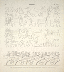 Ibsamboul [Abu-Simbel]. Grand spéos: grande galerie ou vestibule, paroi nord. Rangée inférieure, sixième tableau vers l'angle nord-ouest.