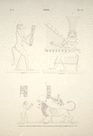 Dakké [el-Dakka]. 1. Intérieur du pronaos, colonne de droite; 2. Idem, colonne de gauche; 3. Petite chambre, paroi du fond.