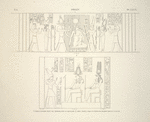 Philée [Philae]. 1. Temple d'Hathôr, élevé par Épiphanes, fond du sanctuaire; 2. Même temple, paroi postérieure, premier tableau à gauche.