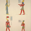 Île de Philée [Philae]. 1. Temple d'Hathôr (d'Évergète II), pronaos; 2. Petit temple d'Hathôr, propylon; 3. Même édifice, sanctuaire; 4. Grand temple d'Isis, au fond du sanctuaire.