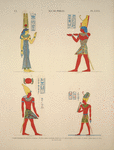 Île de Philée [Philae]. 1. Temple d'Hathôr (d'Évergète II), pronaos; 2. Petit temple d'Hathôr, propylon; 3. Même édifice, sanctuaire; 4. Grand temple d'Isis, au fond du sanctuaire.
