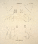 Île de Philée [Philae]. 1. Temple d'Hathôr, au pronaos; 2. Même temple d'Hathôr, quatrième entrecolonnement; 3. Grand temple au sanctuaire; 4. Autre temple, chambre d l'escalier.