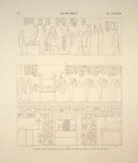 Île de Philae. 1. Chambre d'Osiris, paroi nord, bas-relief supérieure; 2. Idem, bas-relief au dessous du précédent.