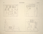 Île de Philae. 1. Temple d'Isis, salle après le pronaos, à droite de la porte; 2. Grand temple, sur une colonne de la galerie; 3 et 4. Idem, sur deux colonnes du pronaos.