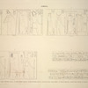 Ombos. 1. Petit temple, septième tableau; 2. Idem, sixième tableau; 3. Idem, huitième tableau; 4. Grand temple, frise droite, au fond du pronaos; 5. Idem, frise gauche, au fond du même lieu.