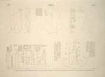 Ombos. 1 et 2. Grand temple, tableau au dessus de la porte; 3. Idem, quatrième salle après le pronaos; 4. Idem, deuxième salle après le pronaos; 5. Idem, plafond du pronaos.