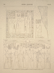 Djébel-Selséléh [Gebel el-Silsila]. 1. Sur un rocher, près de la chapelle de Rhamsès II; 2. Chapelle de Rhamsès II, paroi du fond.