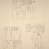 Djébel-Selséléh [Gebel el-Silsila]. 1. Grand spéos, près la porte centrale; 2. Idem, galerie, deuxième pilastre à droite; 3. Idem, paroi gauche.