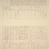 Edfou [Idfû]. 1. Grand temple, premier tableau à droite de la porte; 2. Idem, premier entrecolonnement au dessus de la porte du sanctuaire.