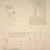 Éléthya [el-Lessiya]. 1. Tombe de Pafé, paroi de droite; 2 et 3. Sculptures copiées dans une autre tombe.