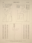 Thèbes, Kourna [Thebes, Qurna]. 1 et 2. Sculptures du Ménephthéum 3. Même palais, première chambre à droite de la grande salle; 4 et 5. Idem, grande salle, paroi droite et paroi gauche.