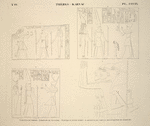 Thèbes, Karnac [Thebes, Karnak]. 1. Colonnes de Tahraka; 2. Propylon de Nectanébe; 3. Ruines au sud du bassin; 4. Grand palais, tableau des conquètes de Sèsonchis.