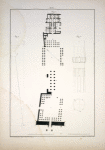 Grundriss u.s.w. des Tempels zu Luxor. 1. Grundriss. ... ; 2. Profilirung des Pteron, mit Angabe der Maasse nach Centimeter. ...; 3. Maassverhältnisse einer Säule, gleichfalls nach Centimeter bestimmt, nebst unten beigesetztem Durchschnitt.