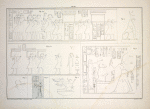 1. a, b. Basrelief im Tempel des Osiris zu Luxor; 2. Basrelief in einem Tempel zu Ombos; 3. Vertieft gearbeitetes Relief im Tempel zu Eleids oder Ilithyia [el-Lessiya]; 4. Antelopenköpfe [aus Biban-el-Moluk]; 5. Rest der letzten Säule des Tempels des Antäus zu El-Gau, dessen Pronaos von Ptolemäus Philometor erbaut und von Mark-Aurel und Verus restituirt worden war ...; 6.Ein symbolischer Vogel, der in dem Tempel zu Karnak sehr häufig vorkommt, ...