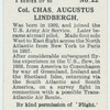 Col. Chas. [Charles]  Augustus Lindbergh.