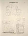 Temple de Khons (Thèbes). 1,2. Bas-reliefs sculptés sur des pierres employées dans la construction; 3,4. Inscriptions gravées sur la terrasse.