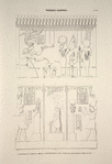 Thèbes, Karnac. 1. Bas-relief du temple de Khons; 2. Développement des 3 parois du sanctuaire du temple de Ôpt.