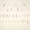 Parasol, chasse-mouches, bracelets et pendants d'oreilles.