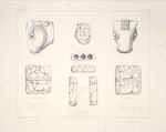 Objets divers. (Tête de taureau en cuivre, sceau, etc.)