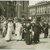 Audience leaving Protestant church in Buda after Dr. Rev. Shaw's sermon.