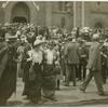Leaving the church after Anna Shaw's sermon. Hilda Behr walking with other members?