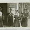 1913 Budapest IWSA Congress. [International Woman Suffrage Alliance, Congress, Budapest Members in front of a restaurant.]