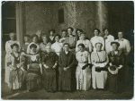 American delegation; Duchess of Marlborough (last row center) with Signe Bergman, Mrs. Belmont, Anna Howard Shaw, Mrs. Stanley MacCormick, Jane Addams, Mrs Nathan and other members (not in order).