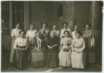 Group portrait. Anna H. Shaw (3d) and Mme. Schlumberger (France) 2nd from left.