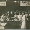 Congress office staff: L. to R. Miss Opler, Dr. Aranka Balint, Director of Ravel Agency, Paula Pogány, Jane Dirnfeld, Hilda Behr, and Erno Reinitz.
