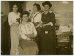 Group photo from left to right: Paula Pogány, Rosika Schwimmer, Jane Dirnfield, and Franciska Schwimmer.
