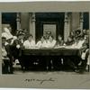 Adele Spady (extreme left); Paula Pogány (extreme right) and their staff in the Employment Agency for Women of the Feminist Association. 1914, outbreak of war.