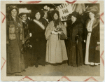 Center: Mrs. Emmeline Pankhurst, to her left, Inez Milholland Boissevain, to her right, Mrs. Harriet Stanton Blatch