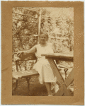 Dr. Charlotte Steinberger, relaxing at the picnic table, 1931.