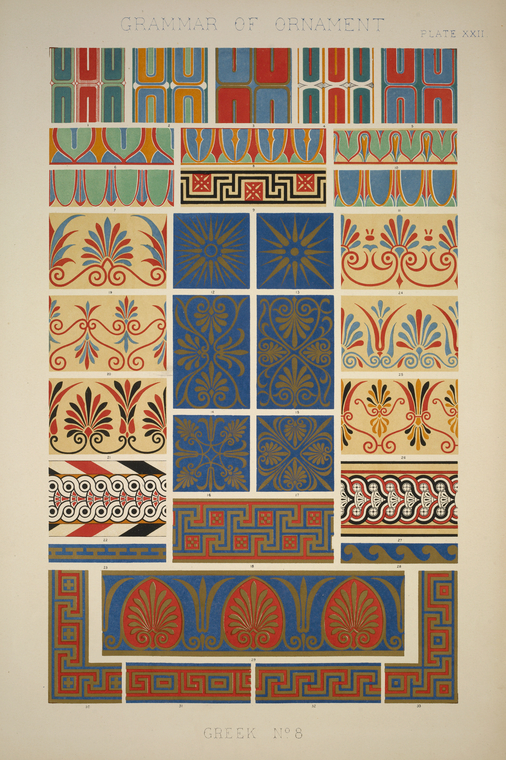 Greek no. 8 Painted Greek ornaments from the temples and tombs in