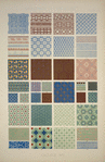 Chinese Ornament no. 1: Ornaments painted on porcelain and wood from woven fabrics.