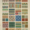 Chinese Ornament no. 2: Ornaments painted on porcelain and wood from woven fabrics.