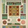 Chinese Ornament no. 3: Ornaments painted on porcelain and wood from woven fabrics.