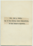 Mrs. Ida L. Frint, one of the twenty peace ambassadors of the Woman's Republic.