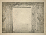 On the farther side of the main doorway we have a repetition of the last plate. Thothmes IV [Thutmose IV] sits on the raised throne, holding the the ... sceptre ...