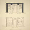 El Kab. Temple of Amenhetep III. Half section looking towards recess, half section looking towards door, elevation of the front