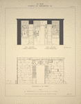El Kab. Temple of Amenhetep III. Half section looking towards recess, half section looking towards door, elevation of the front