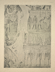 In the upper register we see the means adopted for taking the statue of Renni to the tomb. ... In the middle register we have the completion of the last plate [Pl. 9], the scene of the journey of the mummy to Abydos. ... Beneath, in the lowest register, the procession of priests ...