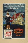 The weather man says: 'Rain! Keep the water out [...] - with Sherwin-Williams house paint.'