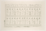 Persépolis. Palais no. 2. Bas-relief du mur de soutènement, à gauche de l'escalier du centre.
