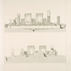 Persépolis. 1. Façade sur AB, 2. Coupe sur la ligne CD du palais no. 3.