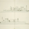 Persépolis. 3. Façade sur EF, 4. Coupe sur la ligne GH du palais no. 3 du plan général. (Planche double.)