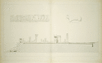 Persépolis. Palais no. 5 du plan général. (Détail de l 'escalier de la façade laterale EF du plan; Fragment trouvé dans les fouilles; Coupe sur la ligne KL du plan.)