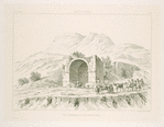 Takht-i-Ghero. Vue du monument au passage du Mont Zagroz.